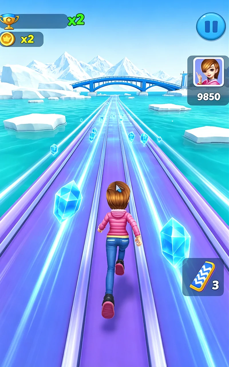 A runner on the ice metro track in Kinexa Surf